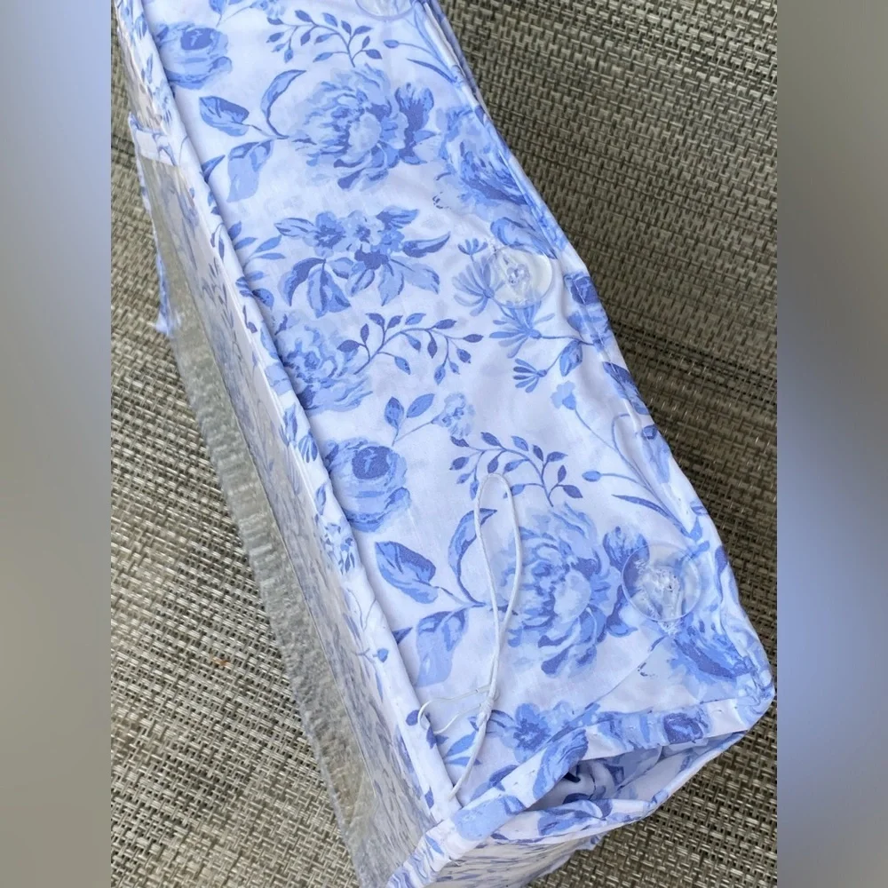 Shabby Chic The Farmhouse Rachel Ashwell Cotton Blue Floral QUEEN Sheet Set 4pc